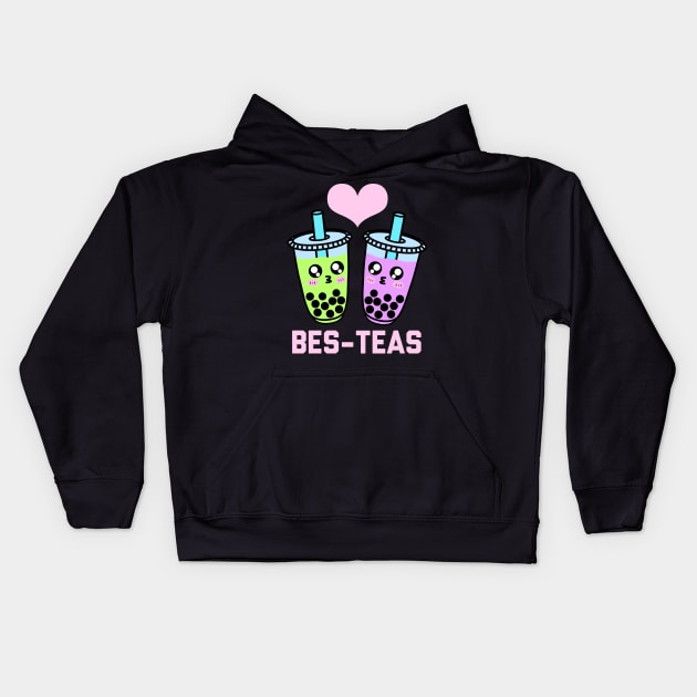 Funny Boba Tea Matching Couple Bubble Tea Besties Kids Hoodie by faiiryliite